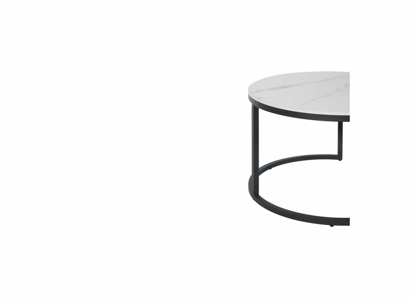 Salontafel Ø70/Ø50cm - keramiek & metaal - wit set van 2