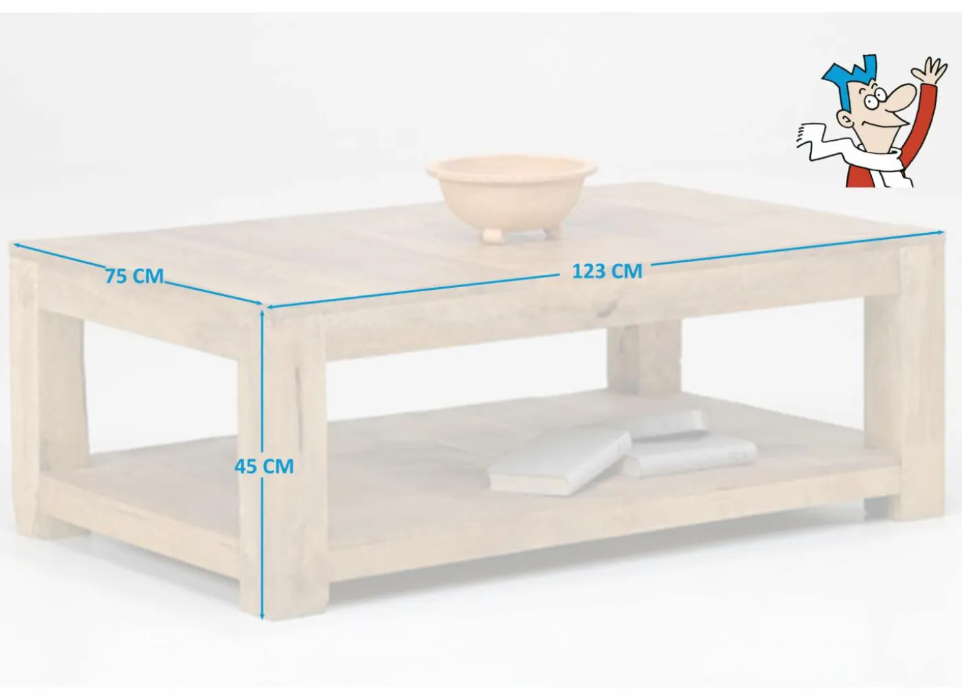 Salontafel Faust 123x75cm  - mango massief - naturel