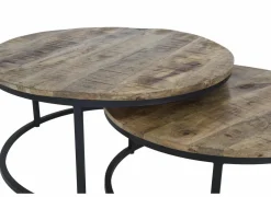 Salontafel Half Moon Ø80cm - metaal - naturel & zwart