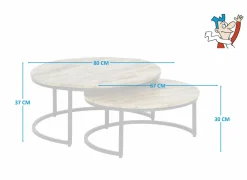 Salontafel Half Moon Ø80cm - metaal - naturel & zwart