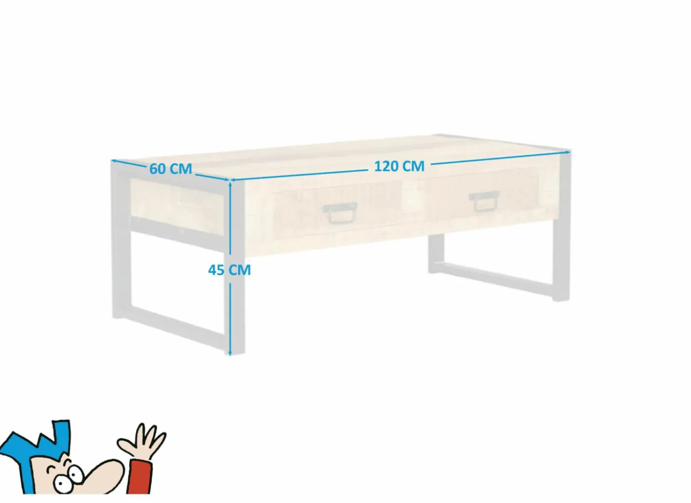 Salontafel Sanguine 120x60cm - hout massief - natuur