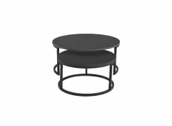 Salontafel Sunrise 80x35/60x32cm - MDF & melamine - zwart set van 2