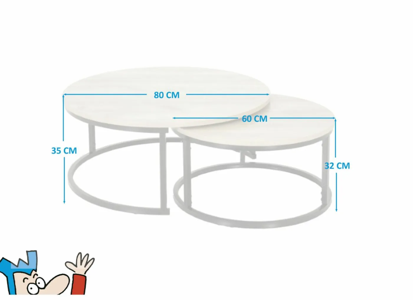 Salontafel Sunrise 80x35/60x32cm - MDF & melamine - bruin set van 2