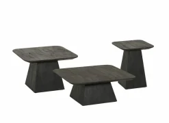Salontafel Thalia 80x80cm - mango massief - zwart
