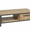 Salontafel 135x68cm - decor - oranje teakhout & mat zwart