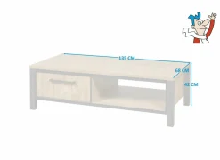 Salontafel 135x68cm - decor - oranje teakhout & mat zwart