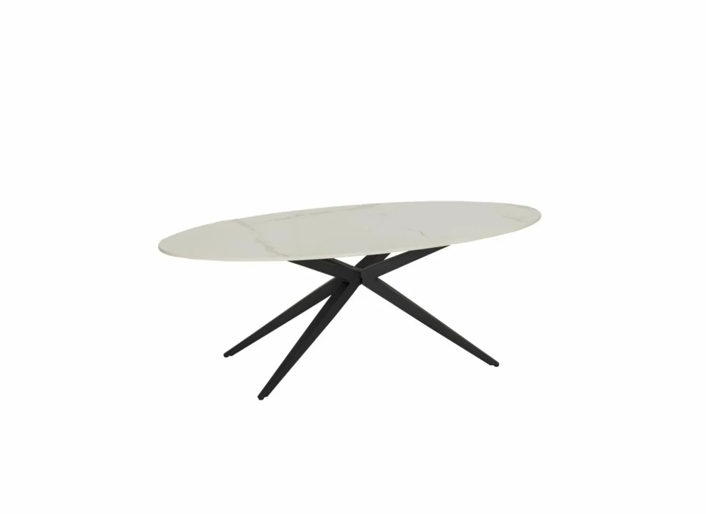 Salontafel 130x65cm - keramiek & metaal - wit