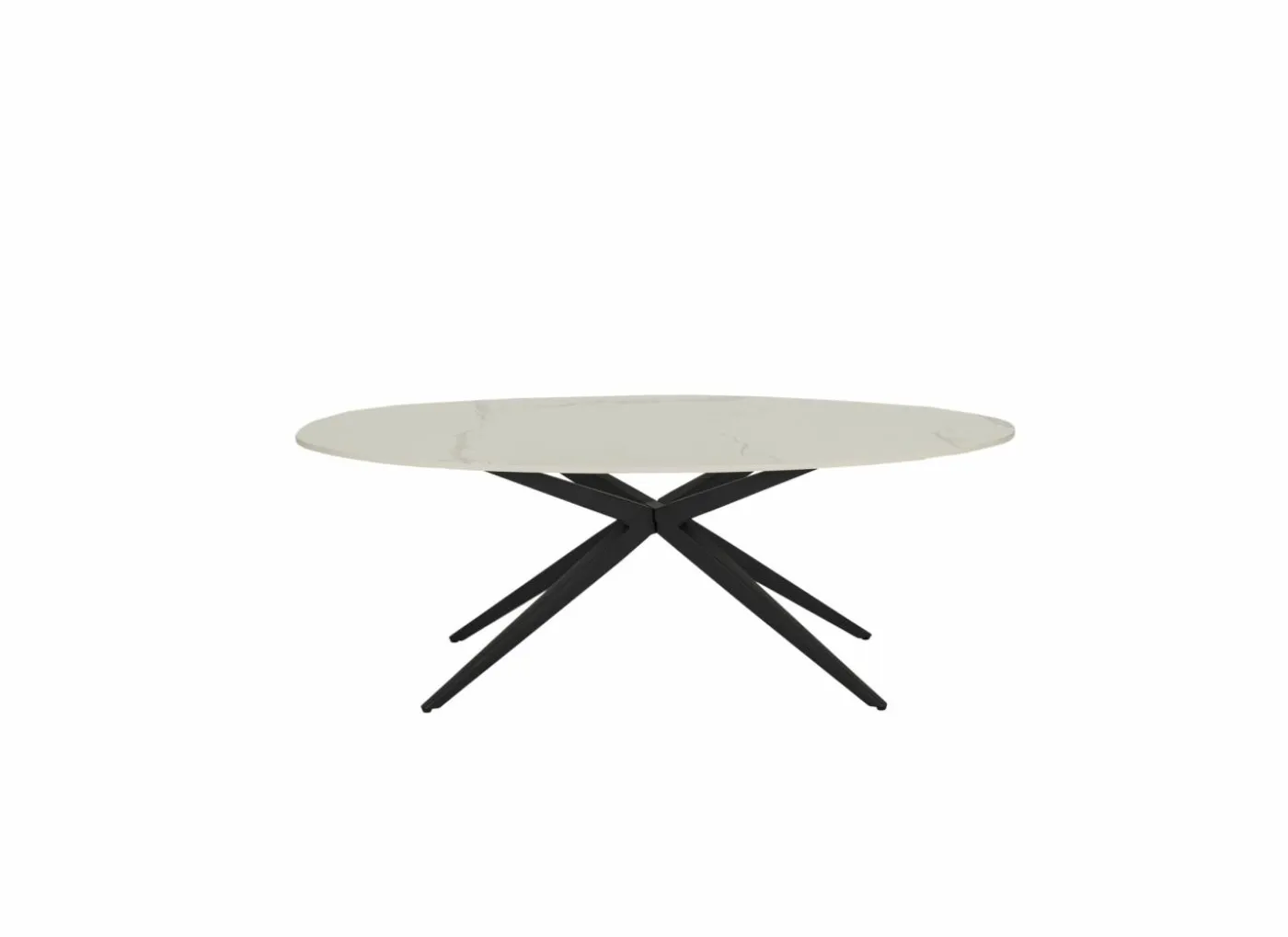 Salontafel 130x65cm - keramiek & metaal - wit