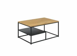 Salontafel 90x60cm - melamine - naturel & zwart