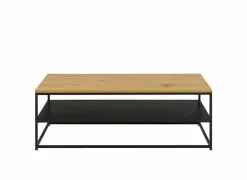 Salontafel 120x60cm - melamine - wilde eik & mat zwart