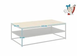 Salontafel 120x60cm - melamine - wilde eik & mat zwart