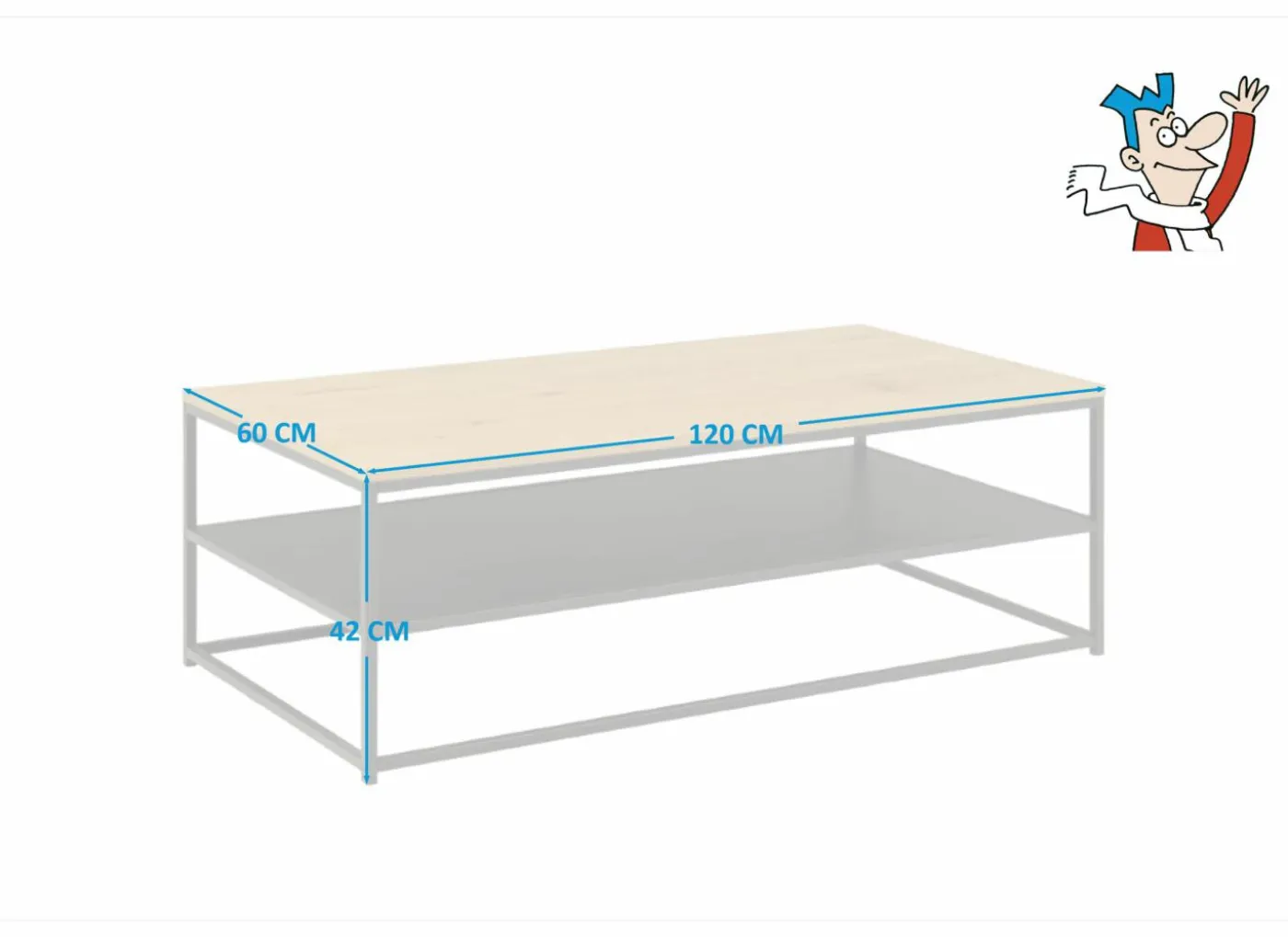 Salontafel 120x60cm - melamine - wilde eik & mat zwart