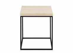 Salontafel 40x40x45cm - decor & staal - travertijn look & zwart
