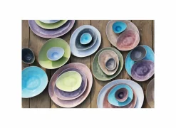 Schaal Streetfood festival 10,5x7,5cm - keramiek - multicolor