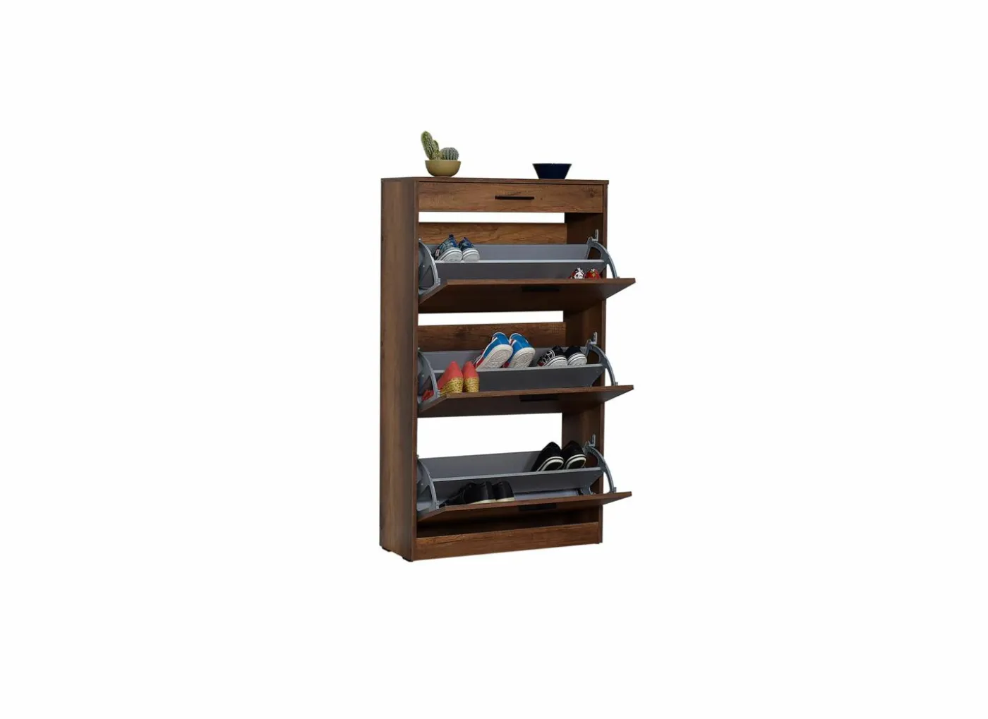 Schoenenkast Bagan 75x29x128cm - melamine - walnoot bruin
