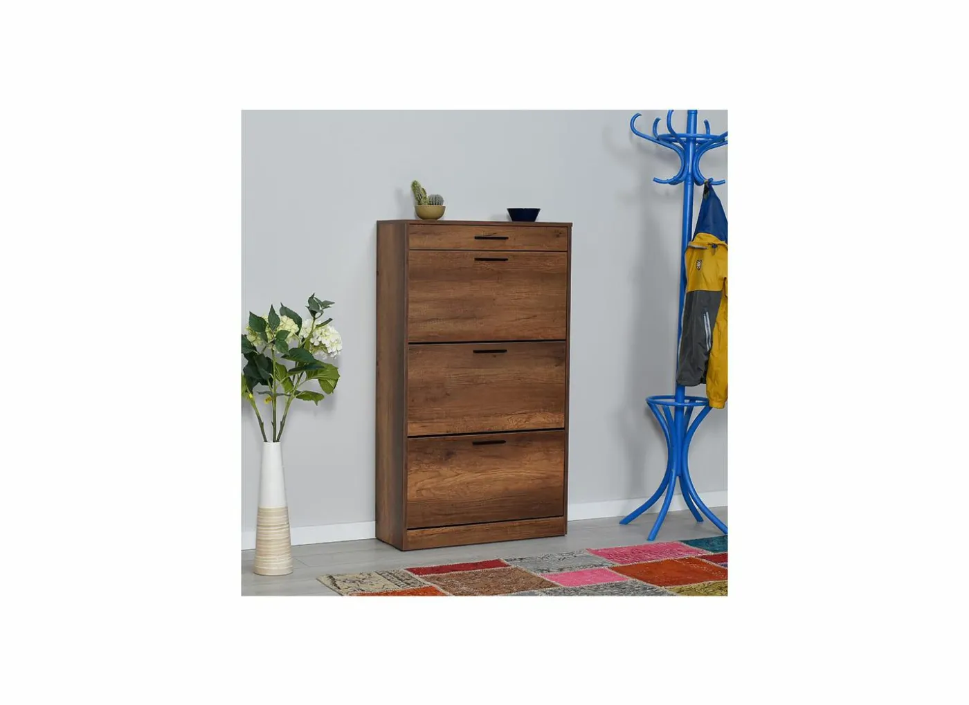 Schoenenkast Bagan 75x29x128cm - melamine - walnoot bruin