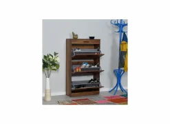 Schoenenkast Bagan 75x29x128cm - melamine - walnoot bruin