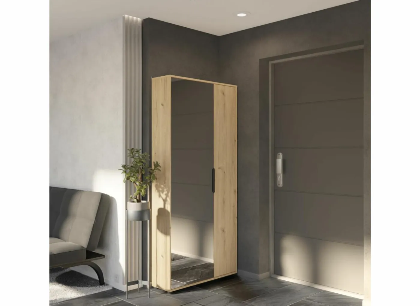Schoenenkast Ebony 83x24x178cm - decor - royal eik