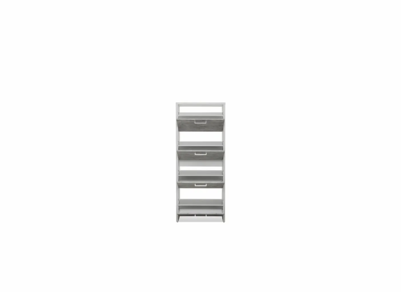 Schoenenkast Fulda 60x25x152cm - melamine - beton & wit