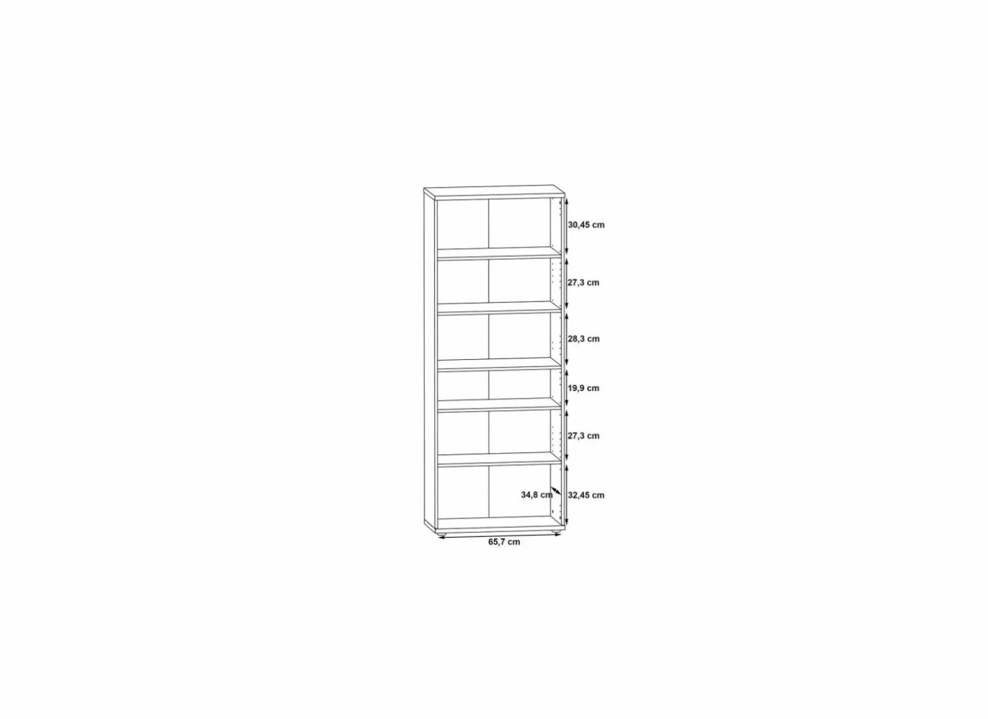 Schoenenkast 69x35x179 - decor - wit