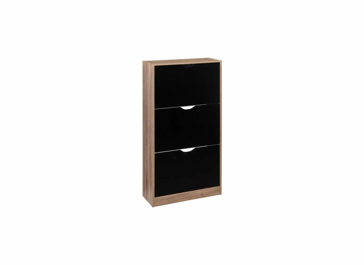 Schoenenkast Zwart 60x23,3x119,5cm - decor - zwart & naturel