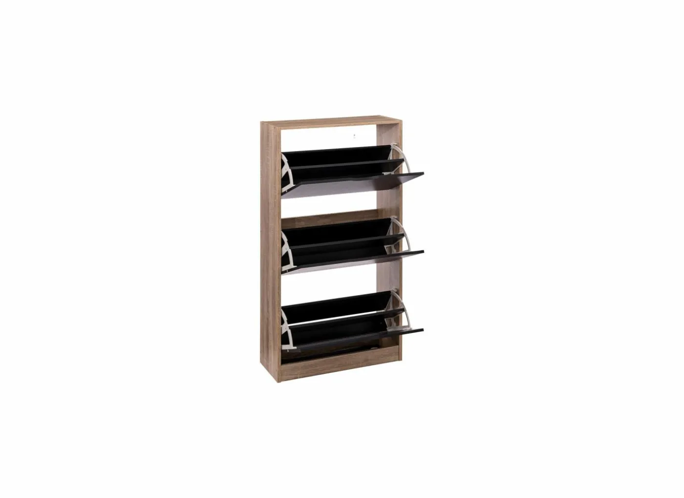 Schoenenkast Zwart 60x23,3x119,5cm - decor - zwart & naturel