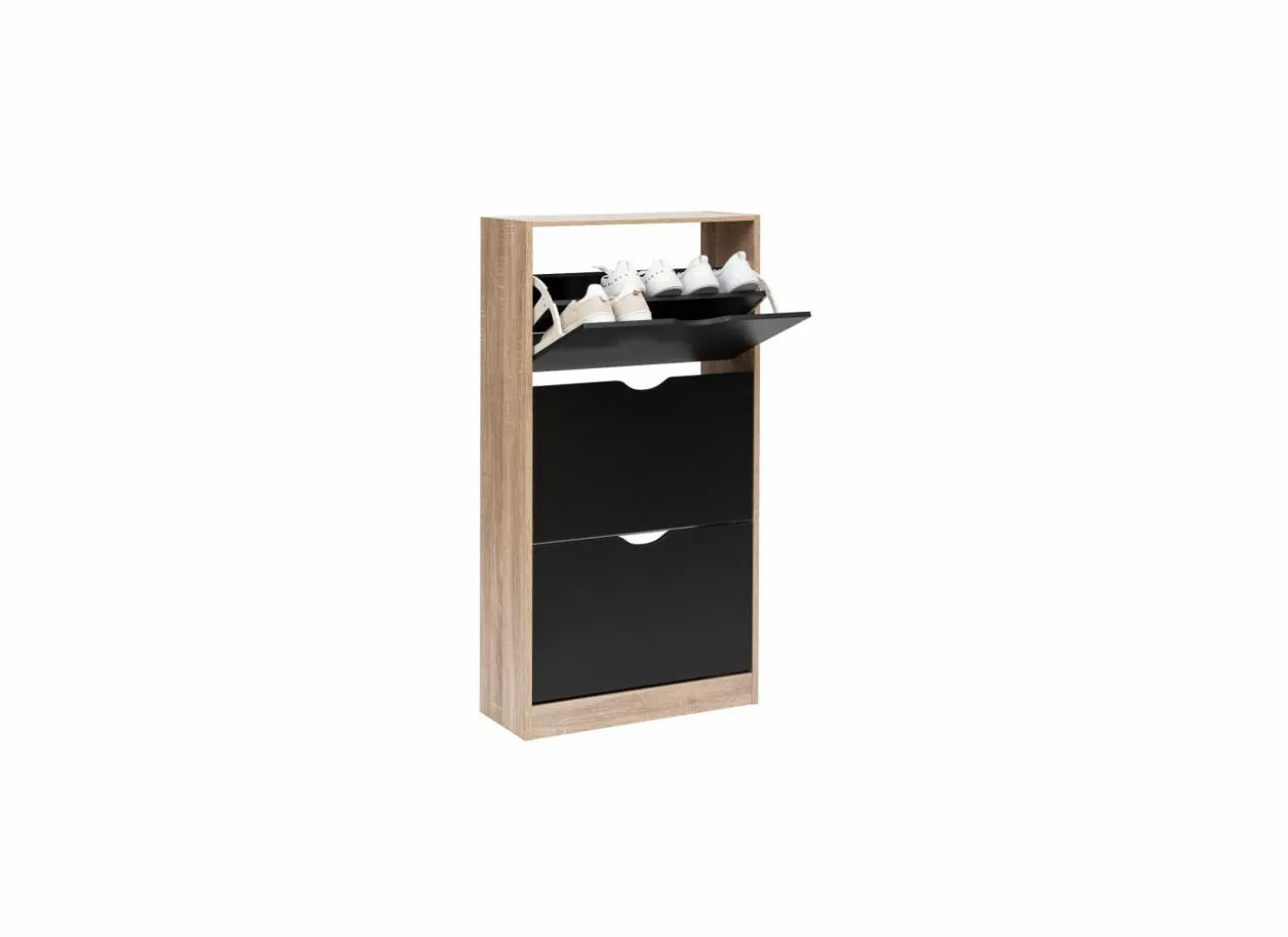 Schoenenkast Zwart 60x23,3x119,5cm - decor - zwart & naturel