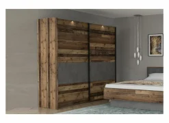 Schuifdeurkast Clif 220cm - decor - old wood & beton