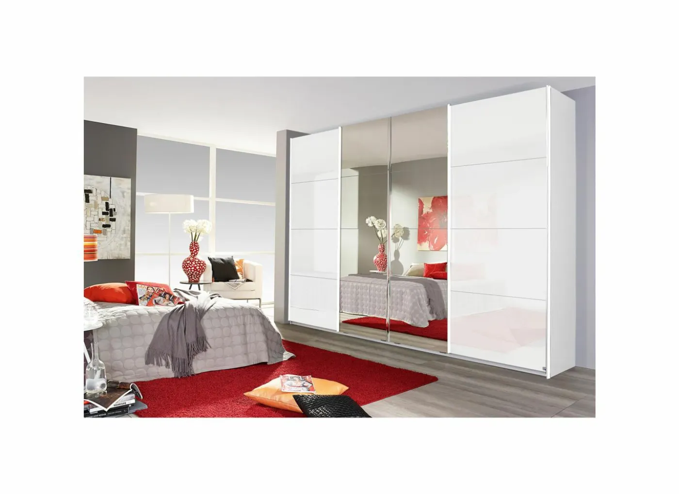 Schuifdeurkast 315cm - decor - wit
