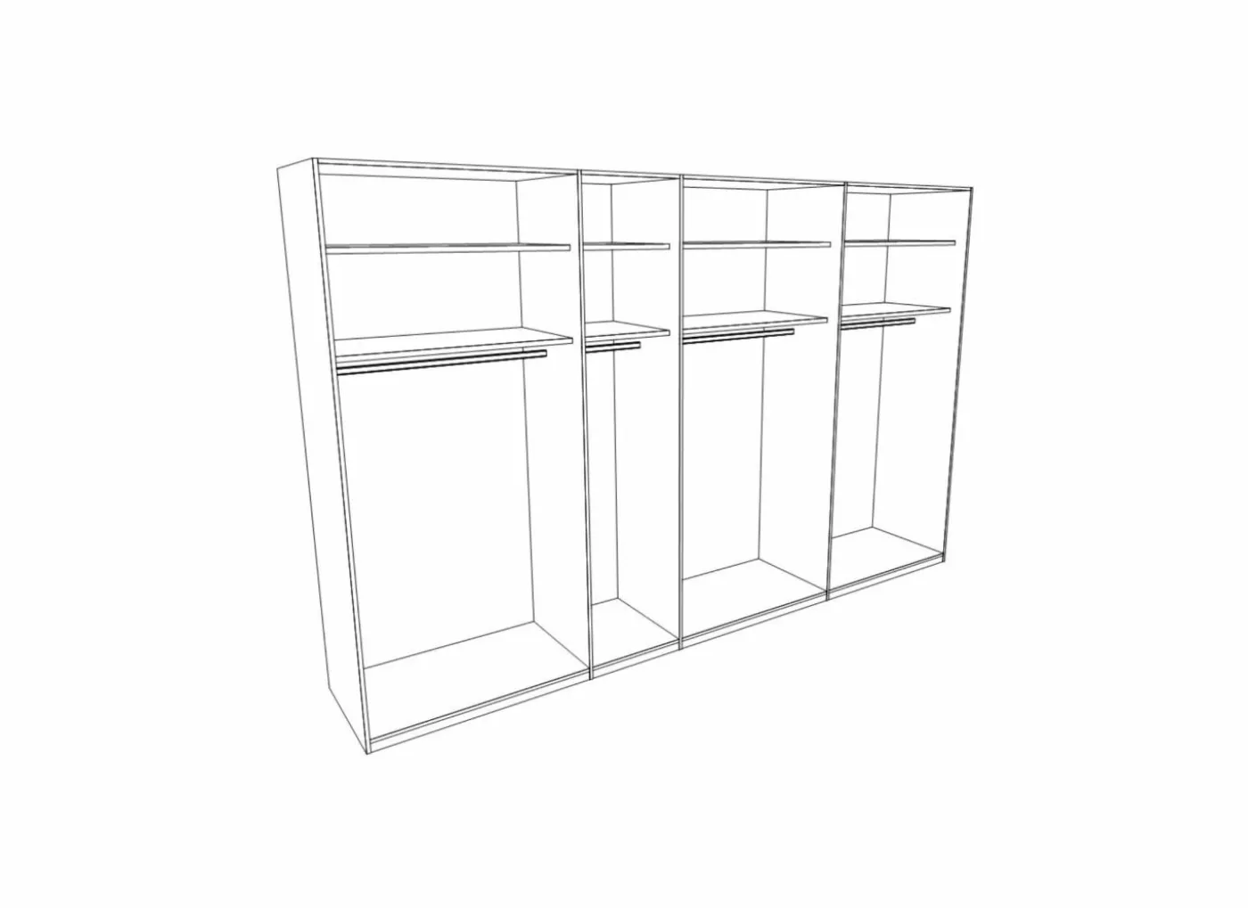 Schuifdeurkast 315cm - decor - wit