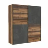 Schuifdeurkast Dederik 170cm - decor - oldwood vintage & donkergrijs