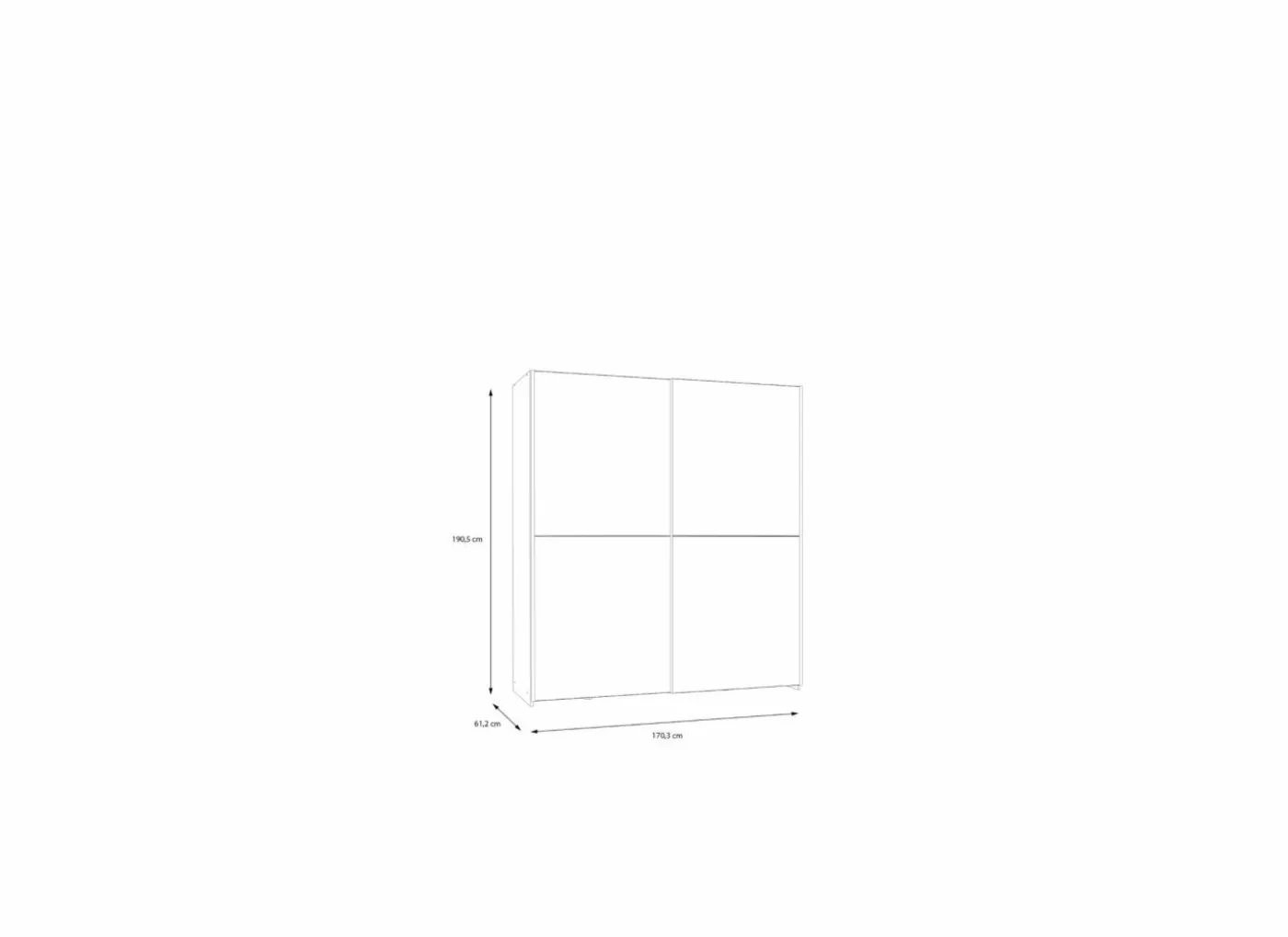 Schuifdeurkast Schach & Matt 170cm - decor - wit