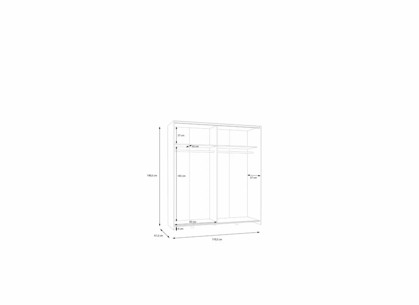 Schuifdeurkast Schach & Matt 170cm - decor - wit