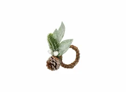 Servetring Sneeuw Ø10cm - kunststof - groen & bruin - set van 2