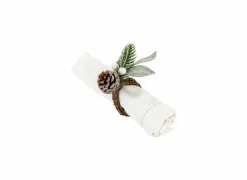 Servetring Sneeuw Ø10cm - kunststof - groen & bruin - set van 2