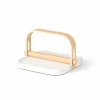 Servettenhouder Bellewood 23x20cm - kunststof & hout massief - wit & naturel