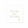 Serviette Crazy Friends 33x33cm goud 20 stuks