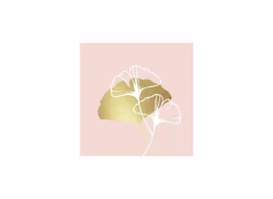 Serviette Golden Gingko 33x33cm roze 20 stuks