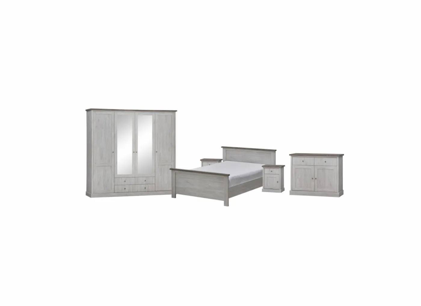 Slaapkamer Eline met bed 140x200cm - kleerkast 225cm - commode 110cm en 2 nachtkastjes
