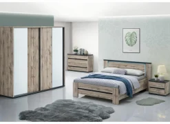 Slaapkamer Elvira met bed 140x200cm - kleerkast 240cm - commode 110cm en 2 nachtkastjes