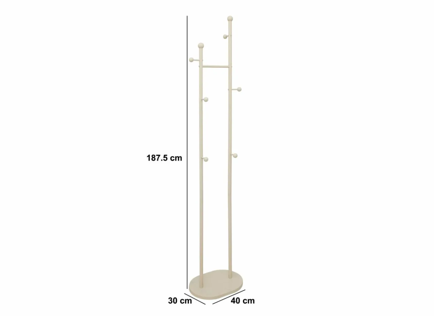Staande kapstok Liny 40x30xH187,5cm - metaal - klei