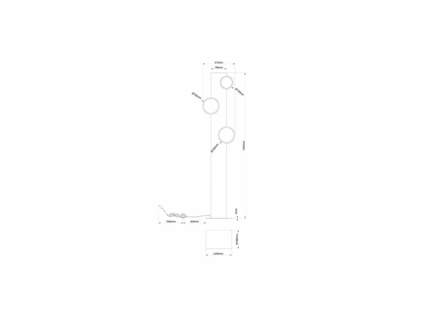 Staande lamp Cheesy LED H140cm - FSC - zwart & hout