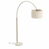 Staande lamp Tilio H195cm E27 - marmer & polyestervezel - wit & goud