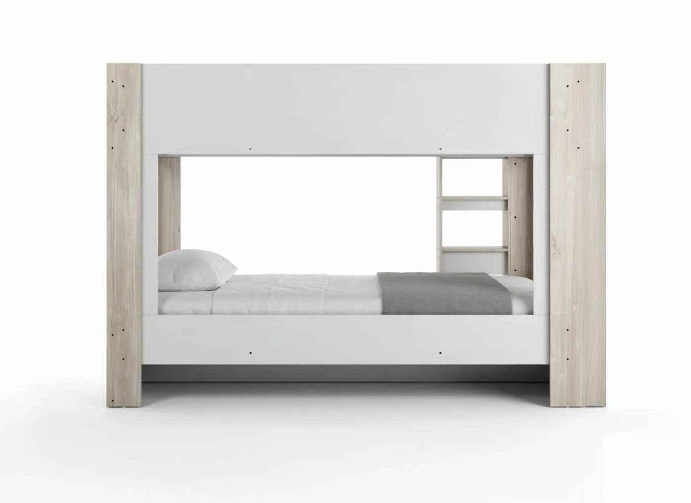 Stapelbed Evora 90x200cm - decor - ivory oak & wit met opbergruimte
