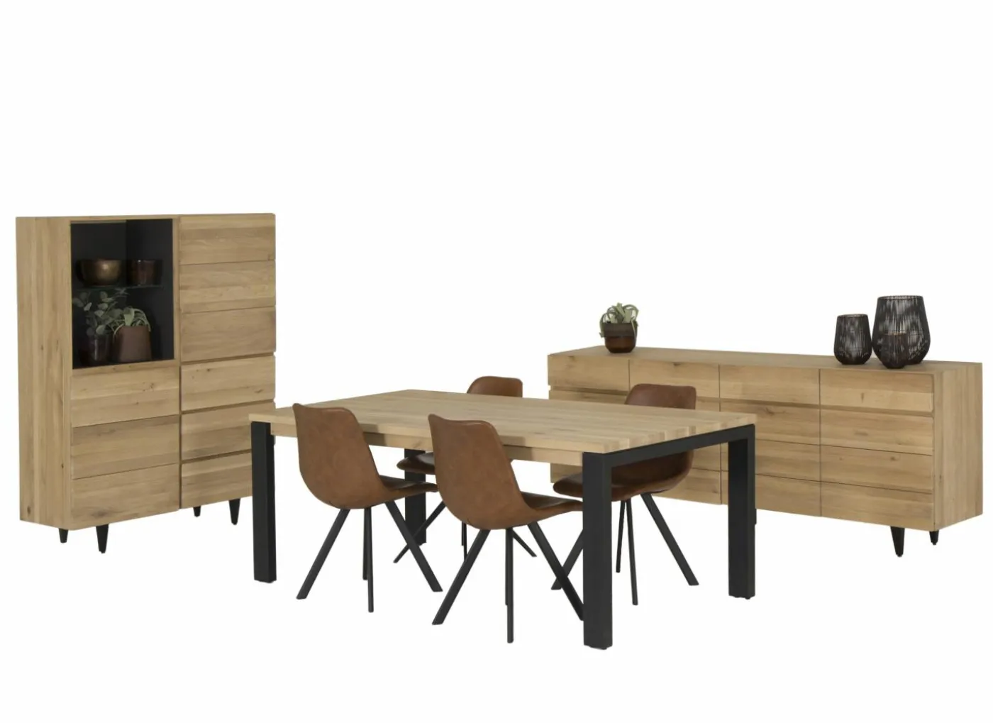 Stoel Frantz 47x57x83cm - lederlook - cognac