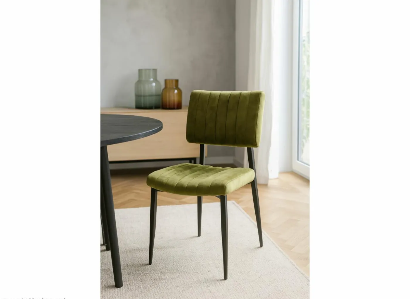 Stoel Ivan 48x60x85cm - stof - goldy moss
