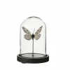 Stolp Vlinder H16cm - glas - zwart & transparant