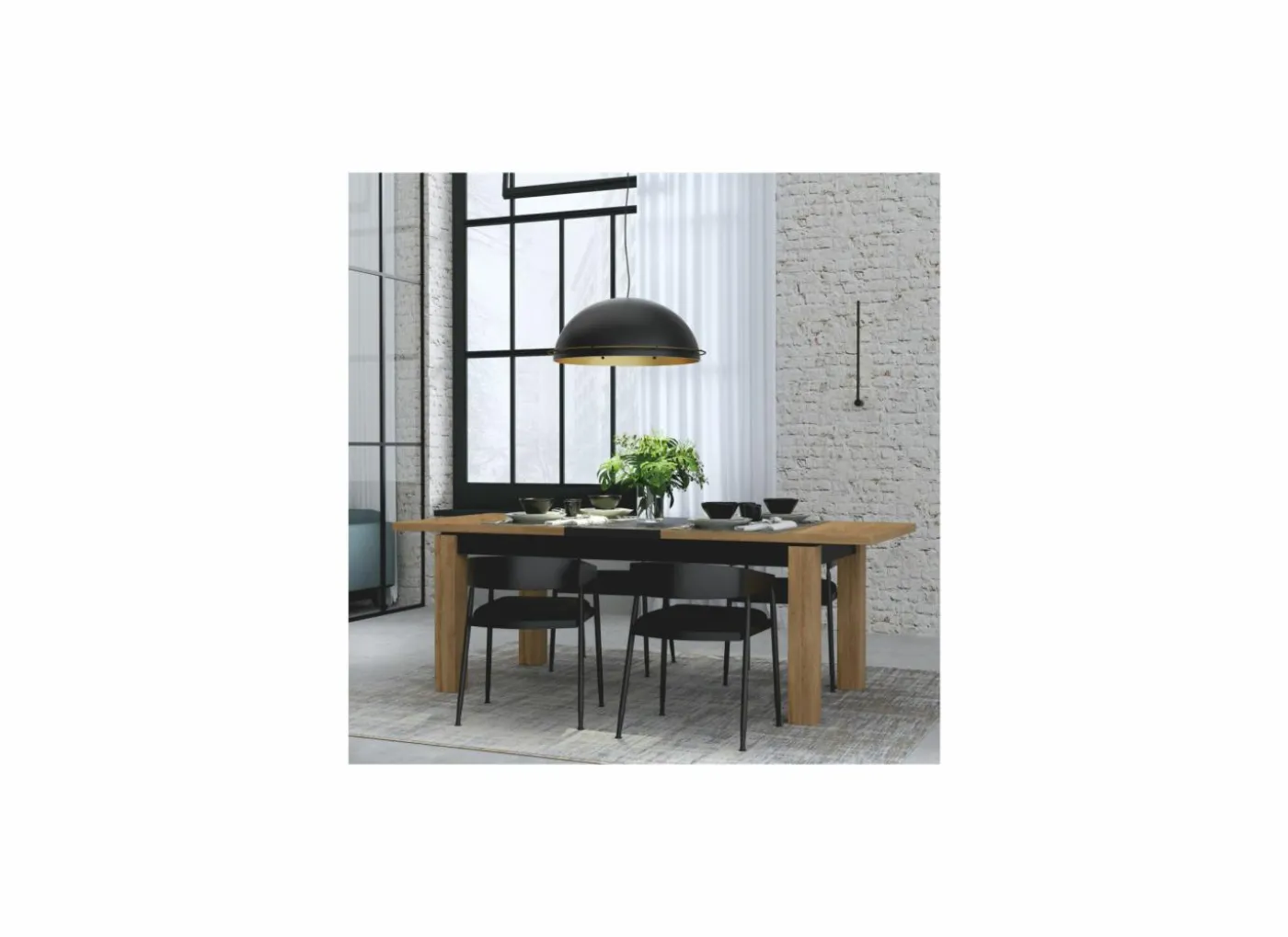 Tafel Kaszimiro 180/220x90cm - decor - waterford eik & zwart