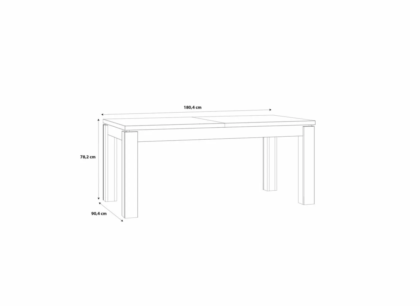 Tafel Kaszimiro 180/220x90cm - decor - waterford eik & zwart
