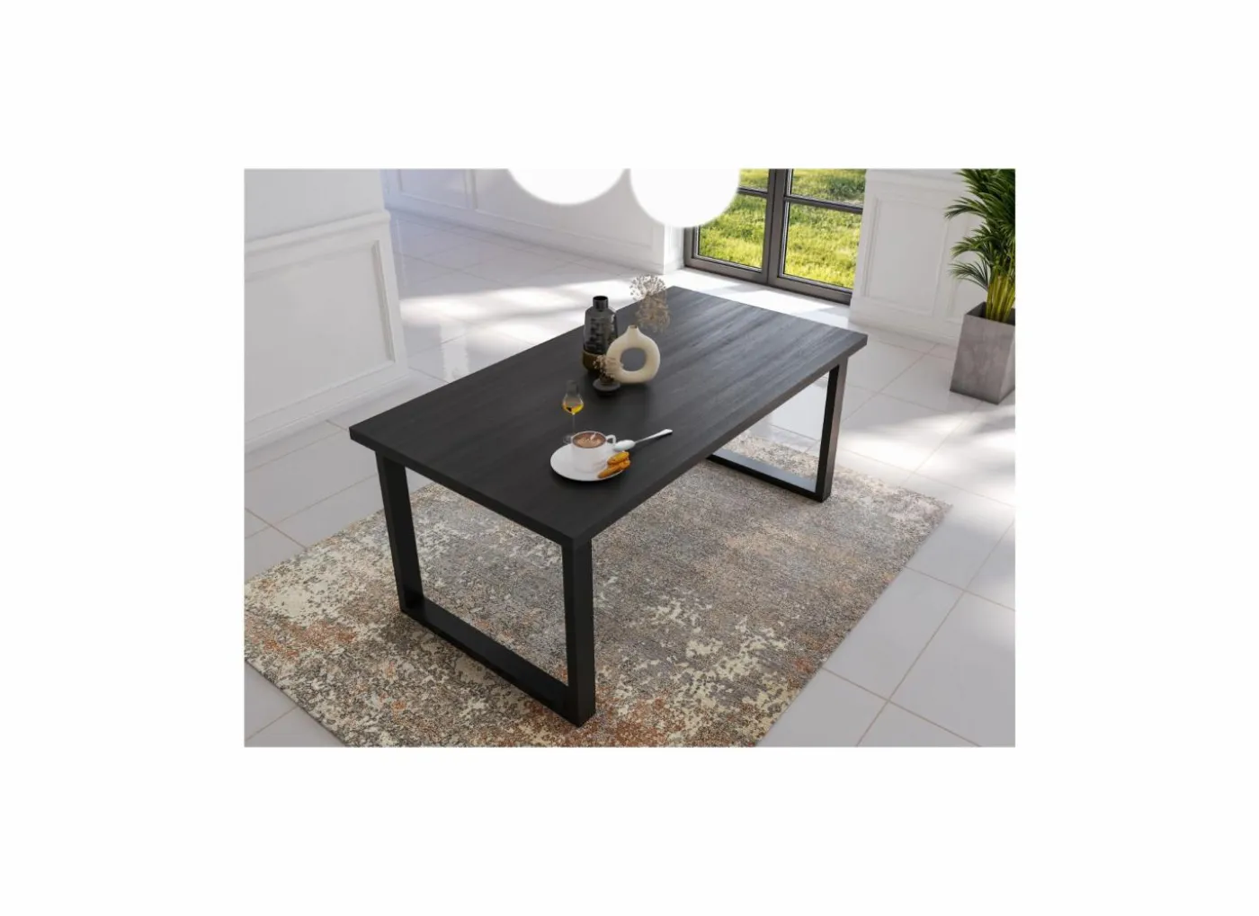 Tafel Valencia 210x98cm - melamine - zwarte eik
